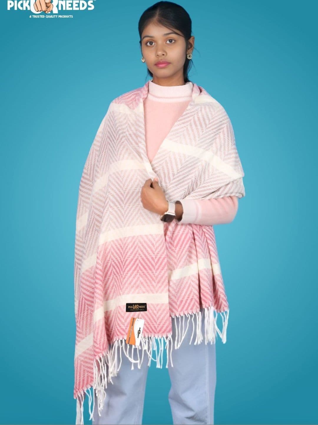 Pick Ur Needs Women Checked Woven Design Shawl - view 1