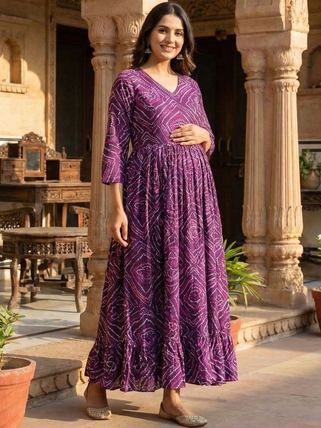 Pahanawa Ethnic Motifs Print Fit & Flare Maxi Dress - view 1