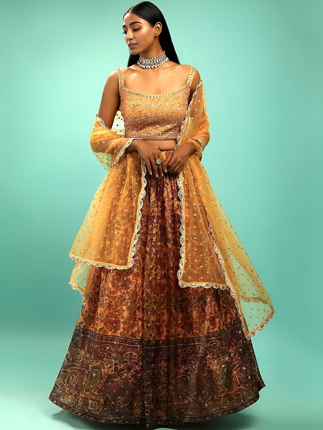 Zeel Clothing Embellished Sequinned Semi-Stitched Lehenga & Blouse With Dupatta - view 1