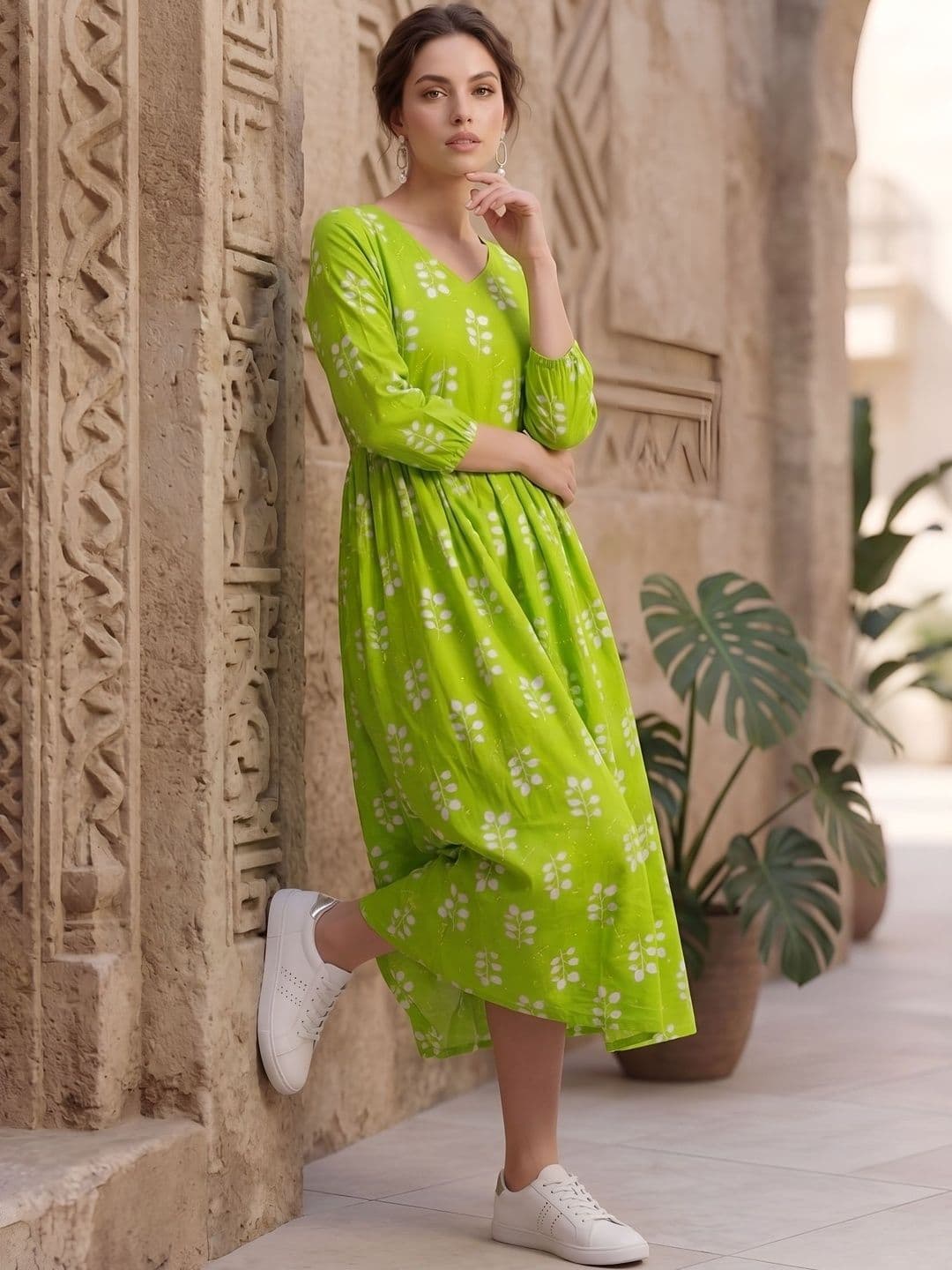 KEIYONA Floral Print Fit & Flare Midi Dress - view 1