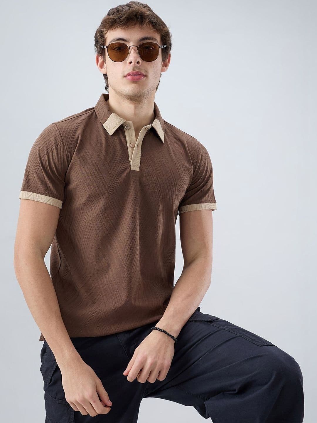 VASTRADO Men Polo Collar Pockets Slim Fit T-shirt - view 1