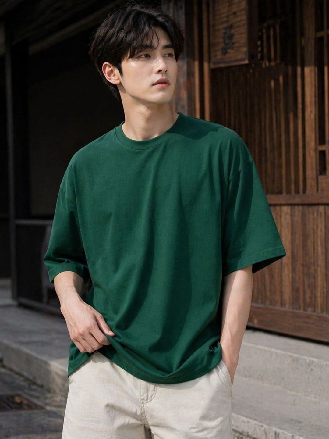PockMAN Men Drop-Shoulder Sleeves Bio Finish T-shirt - view 1