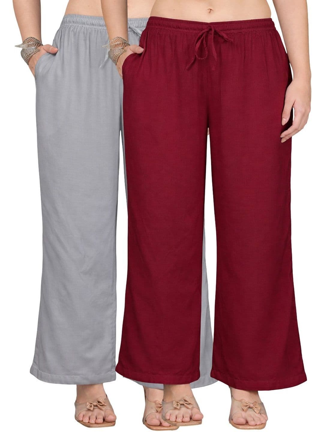 KALINI Women Flared Knitted Ethnic Palazzos - view 1