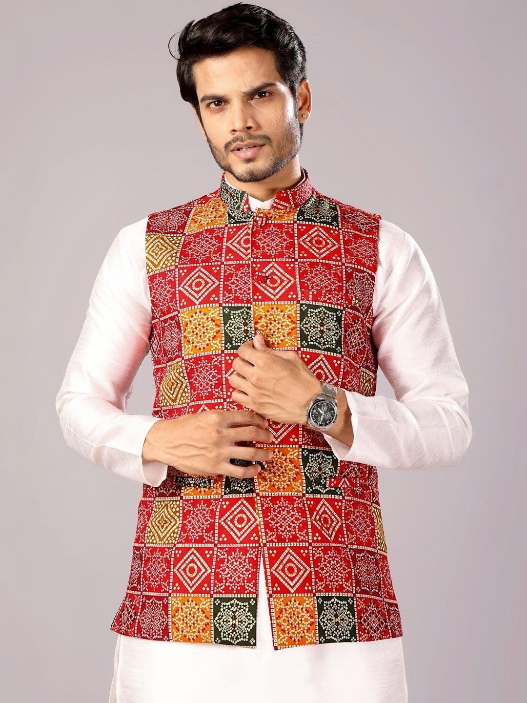 MODERN MUGHALS Printed Woven Nehru Jackets - view 1