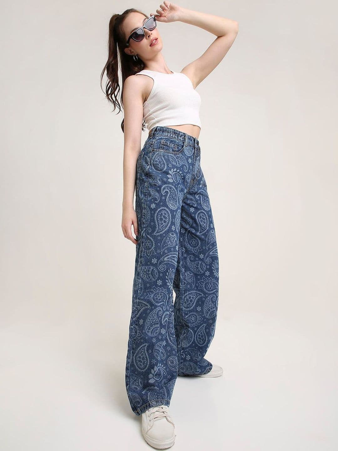 TARAMA Women Wide Leg Printed Jeans - view 1