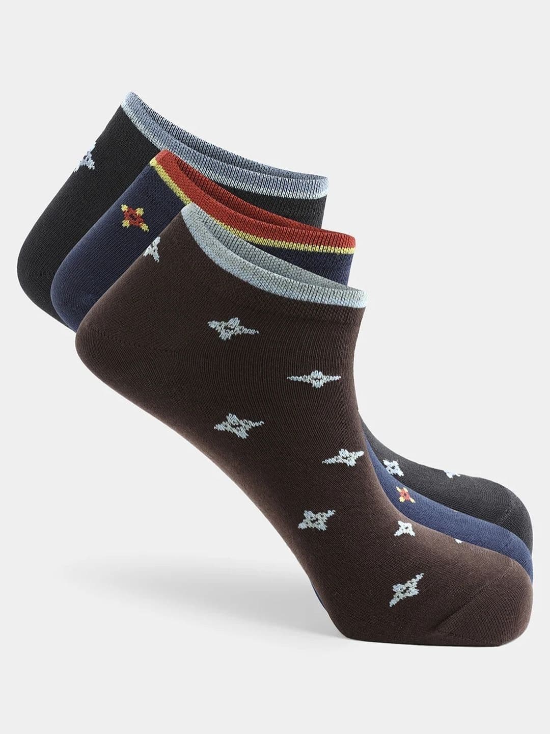 Blackberrys Men Pack of 3 Cotton Assorted Patterned Ankle Length Socks - view 1