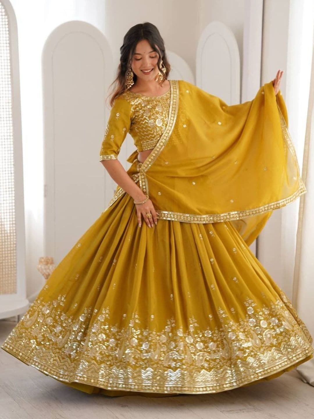 BAESD Embroidered Semi-Stitched Lehenga & Blouse With Dupatta - view 1