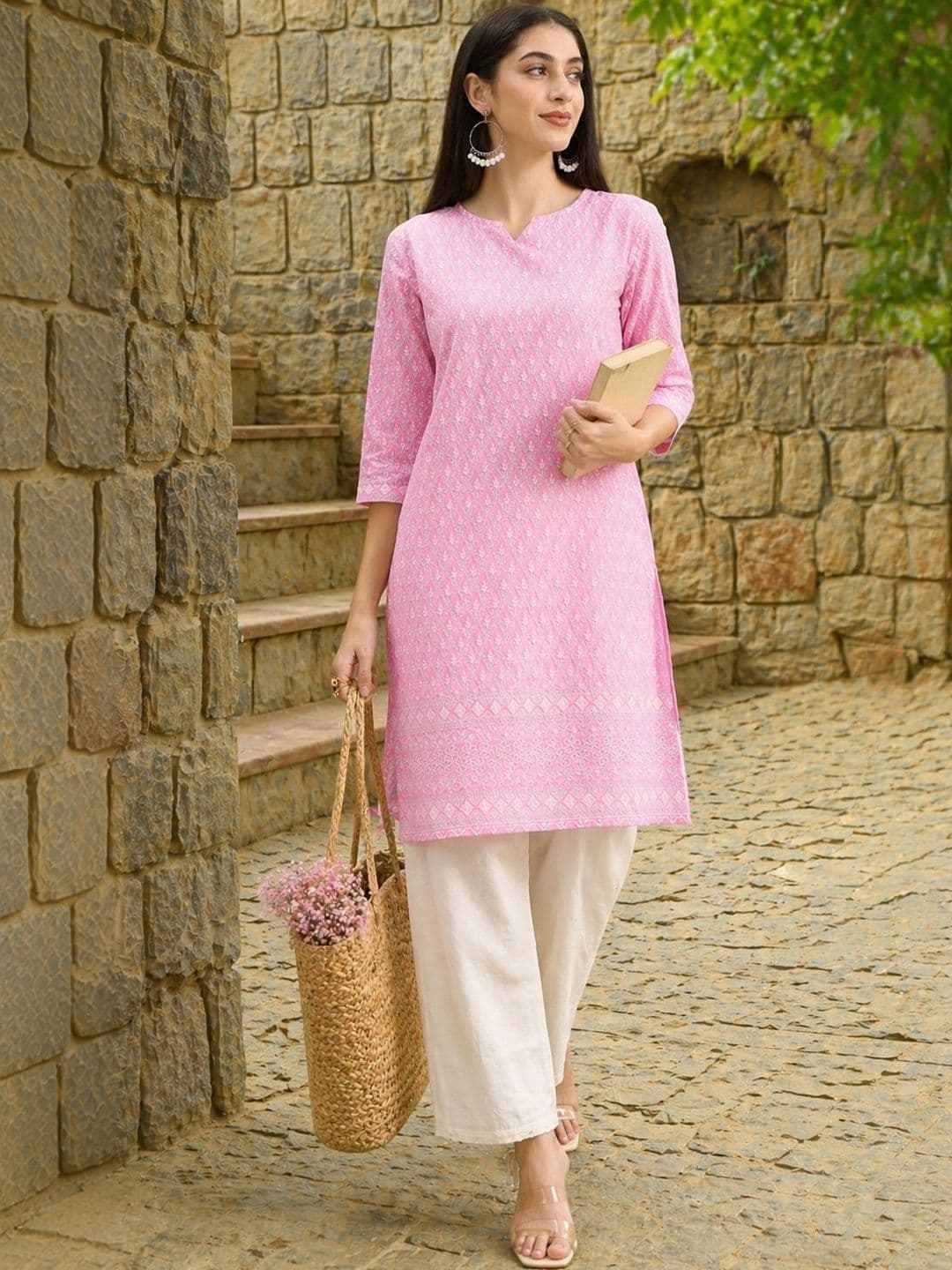 Anouk Women Ethnic Motifs Embroidered Chikankari Kurta - view 1