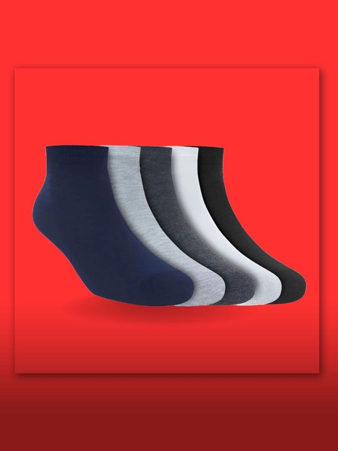MJE Men Pack of 5 Cotton Blend Assorted Ankle Length Socks - view 1