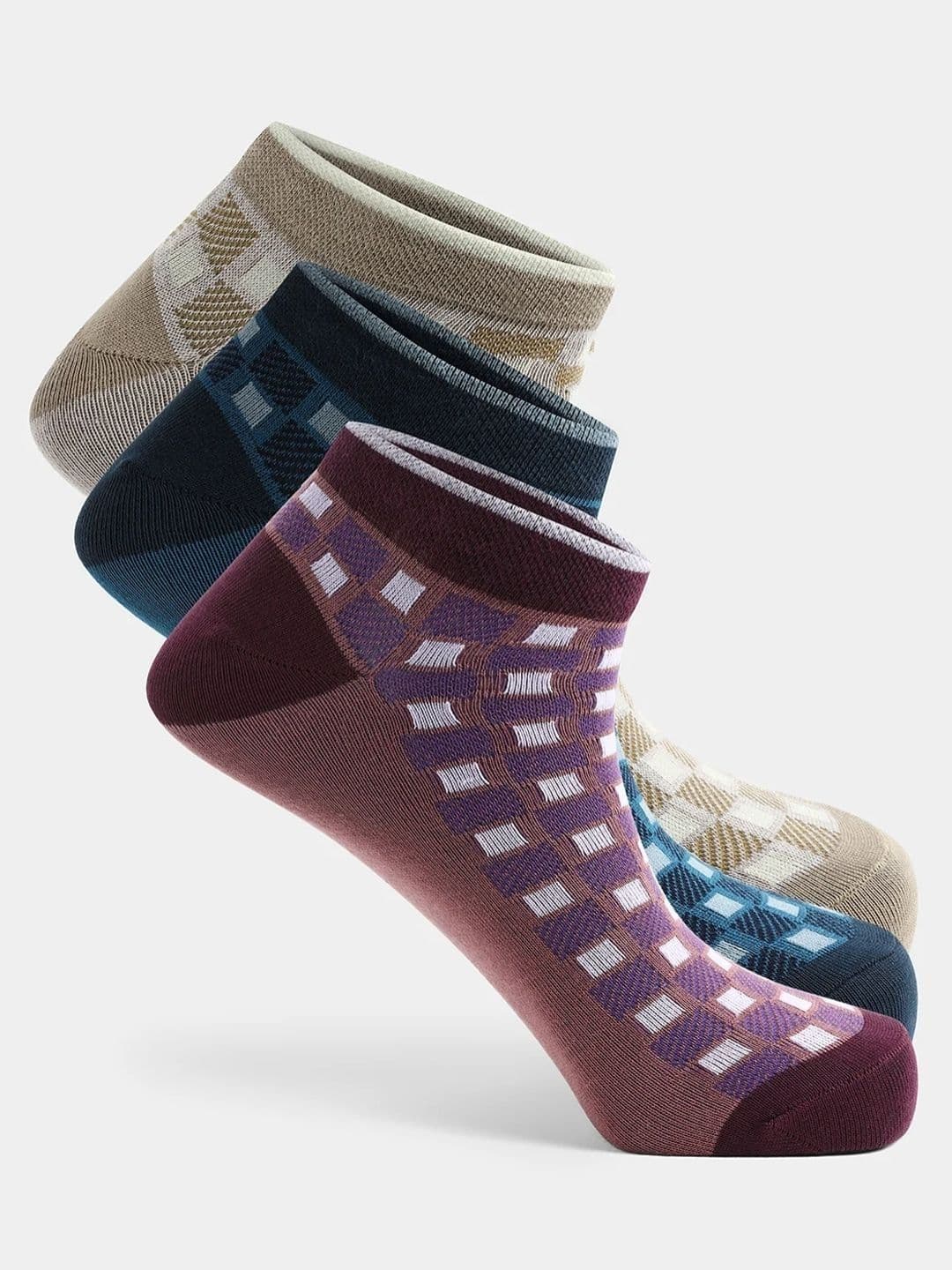 Blackberrys Men Pack of 3 Cotton Assorted Patterned Ankle Length Socks - view 1