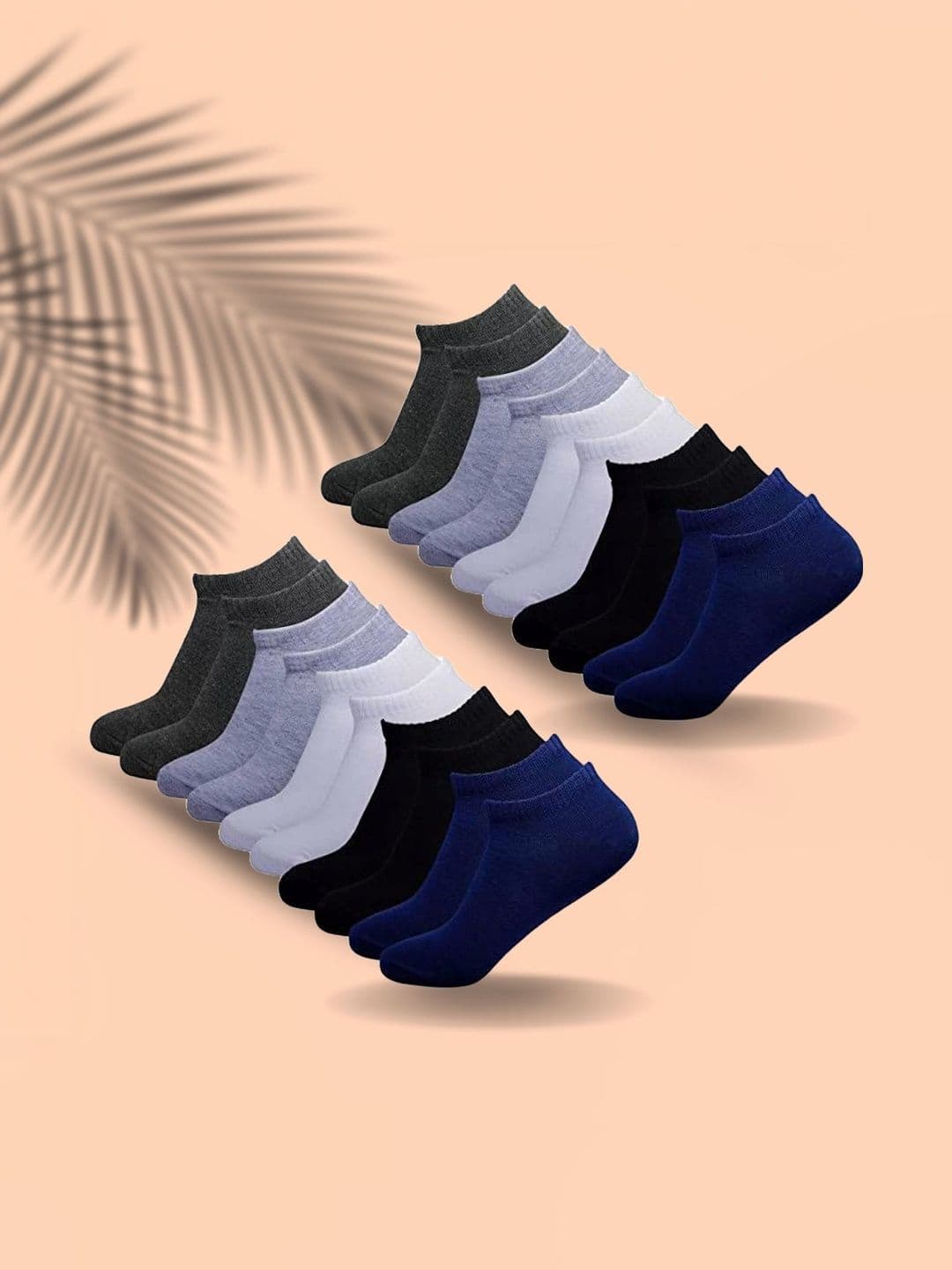 MJE Men Pack of 10 Cotton Blend Assorted Ankle Length Socks - view 1