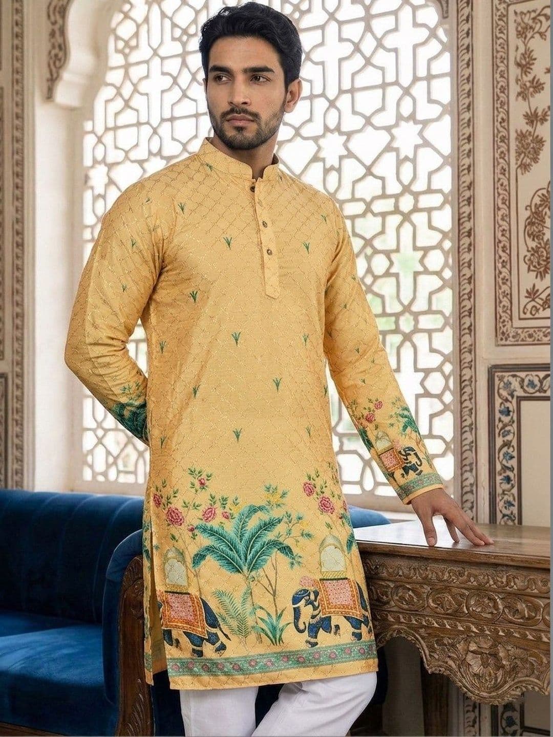 Dincharya Men Ethnic Motifs Printed Kurta - view 1