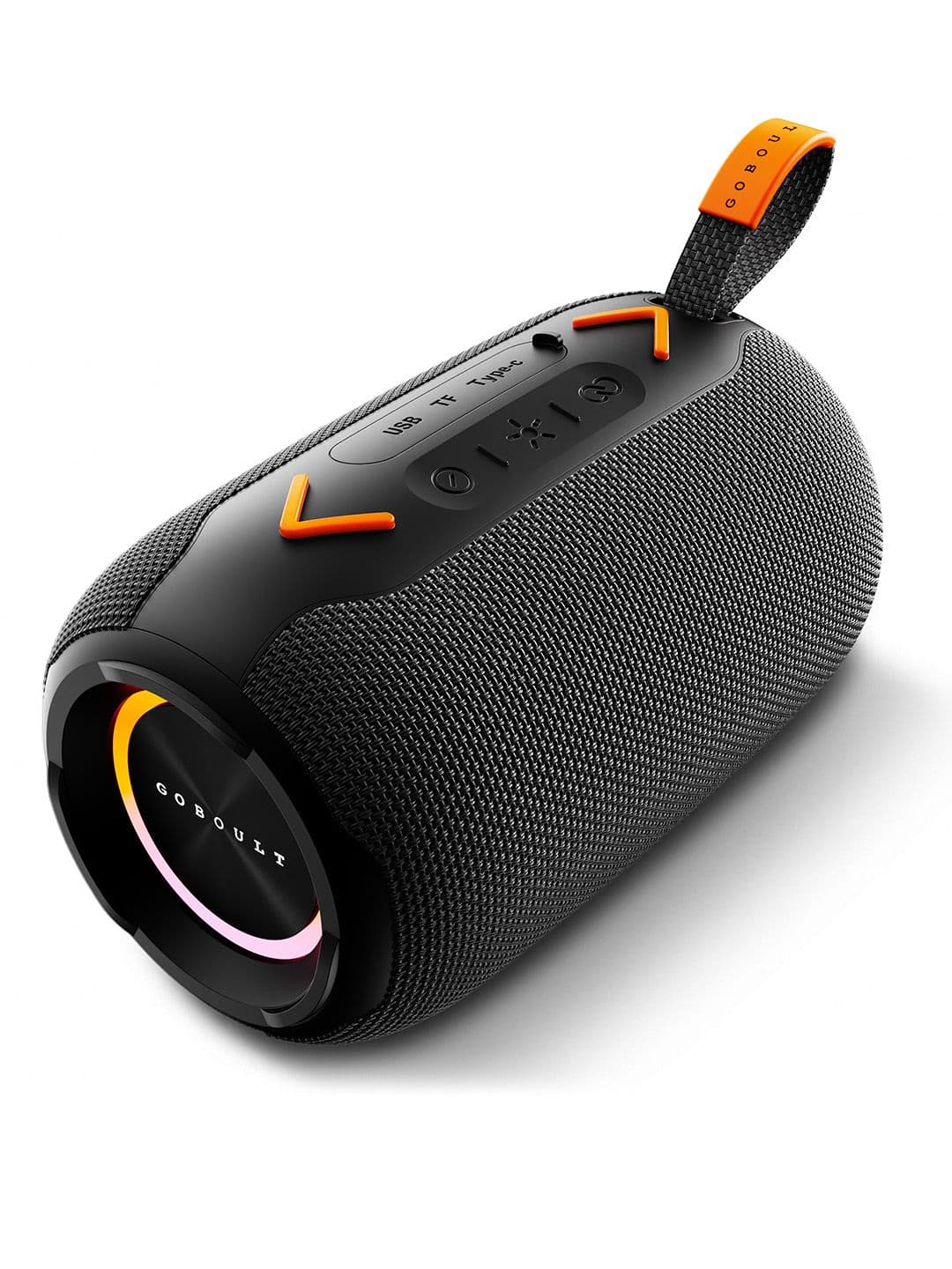 GOBOULT Groove 12W, Dual Drivers, RGB LED, TWS node Speaker (Pure Black, Stereo Channel)