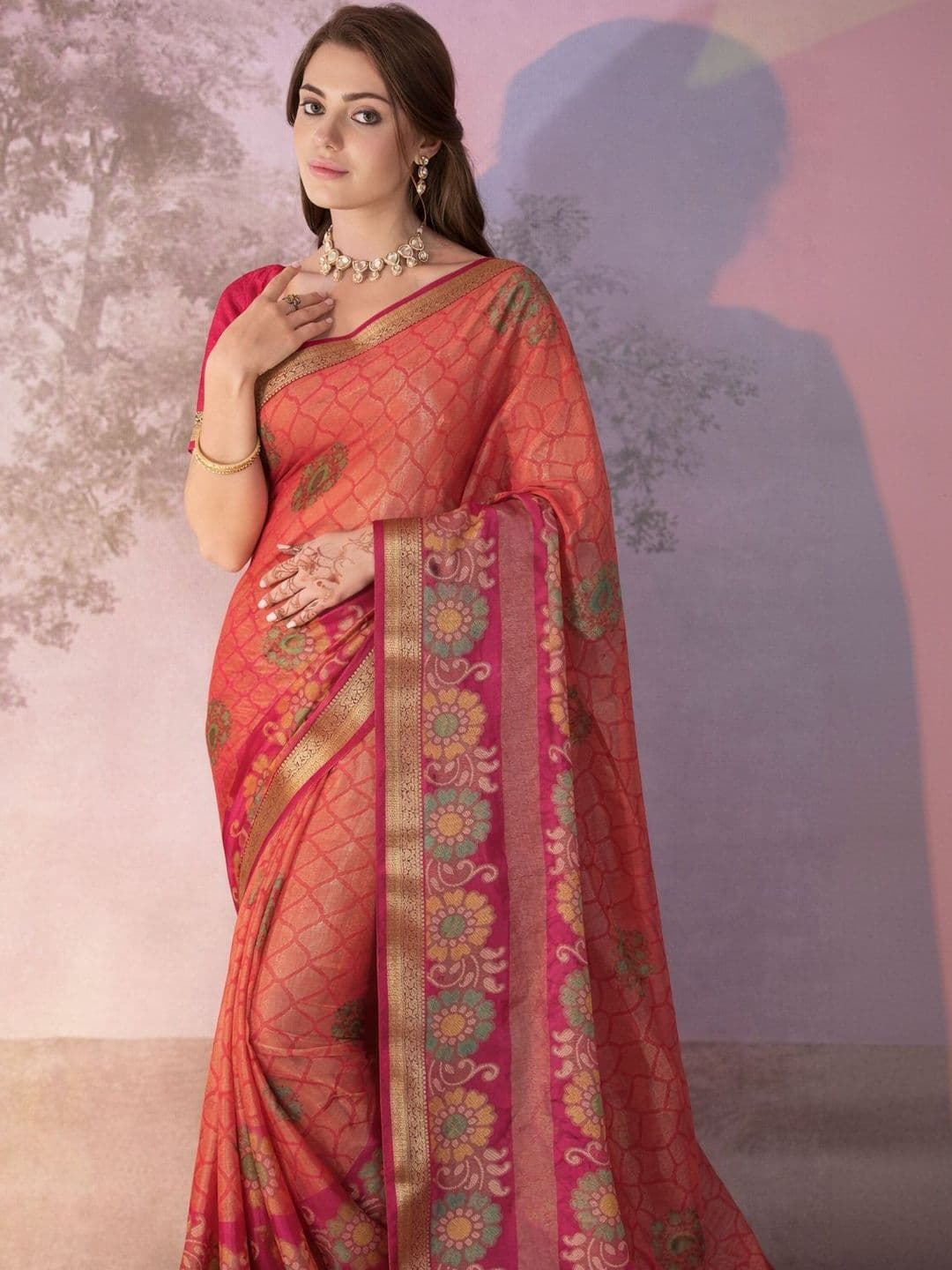 Sangria Printed Chanderi Sarees - view 1
