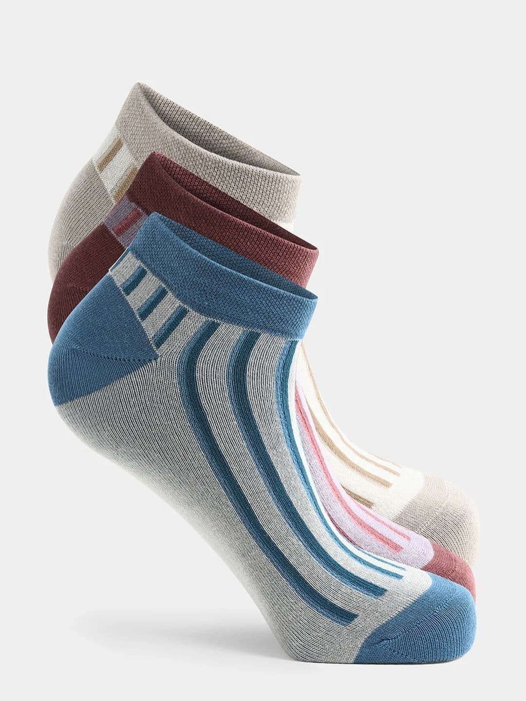 Blackberrys Men Pack of 3 Cotton Assorted Striped Above Ankle Socks - view 1