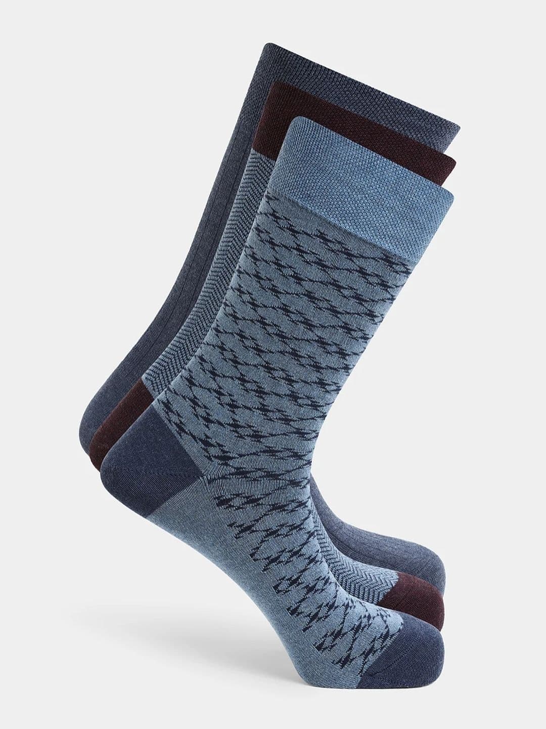 Blackberrys Men Pack of 3 Cotton Assorted Patterned Calf Length Socks - view 1