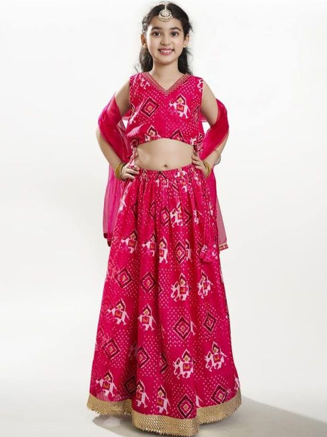 Bitiya by Bhama Girls Printed Ready to Wear Lehenga & Blouse With Dupatta - view 1