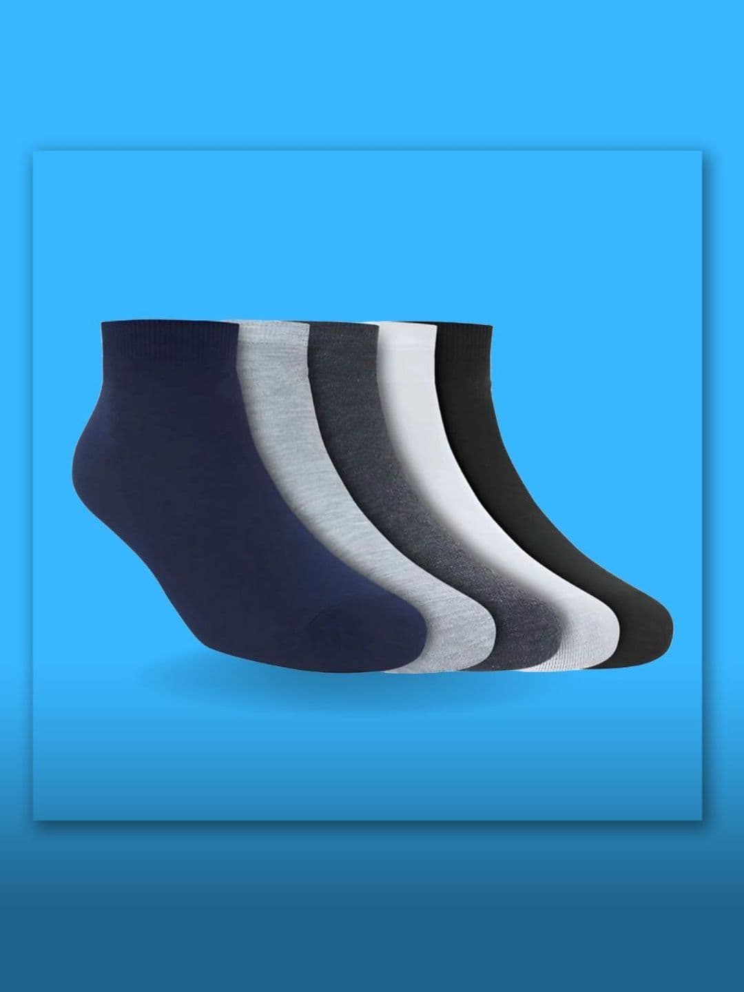 MJE Men Pack of 5 Cotton Blend Assorted Ankle Length Socks - view 1