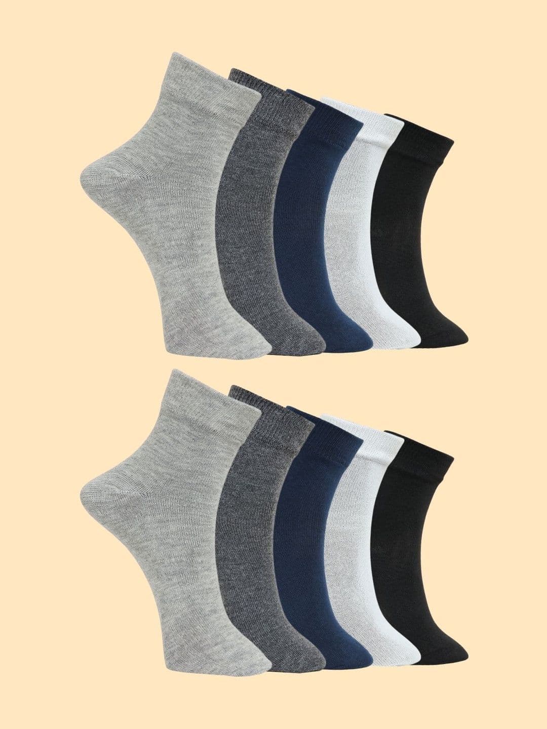 MJE Men Pack of 10 Cotton Blend Assorted Ankle Length Socks - view 1
