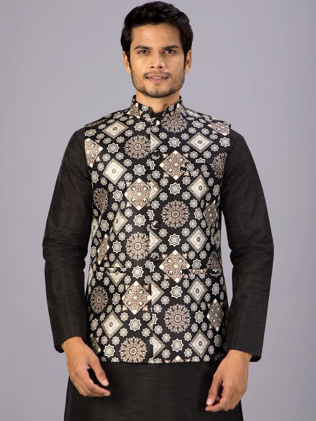 MODERN MUGHALS Printed Woven Nehru Jackets - view 1