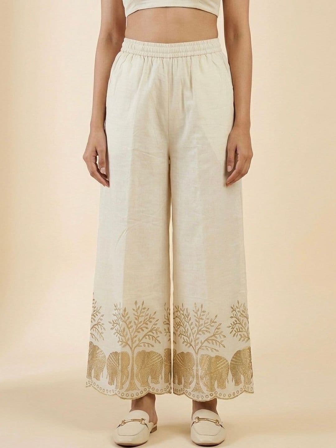 Moda Rapido Women Ethnic Motifs Embroidered Knitted Ethnic Palazzos - view 1