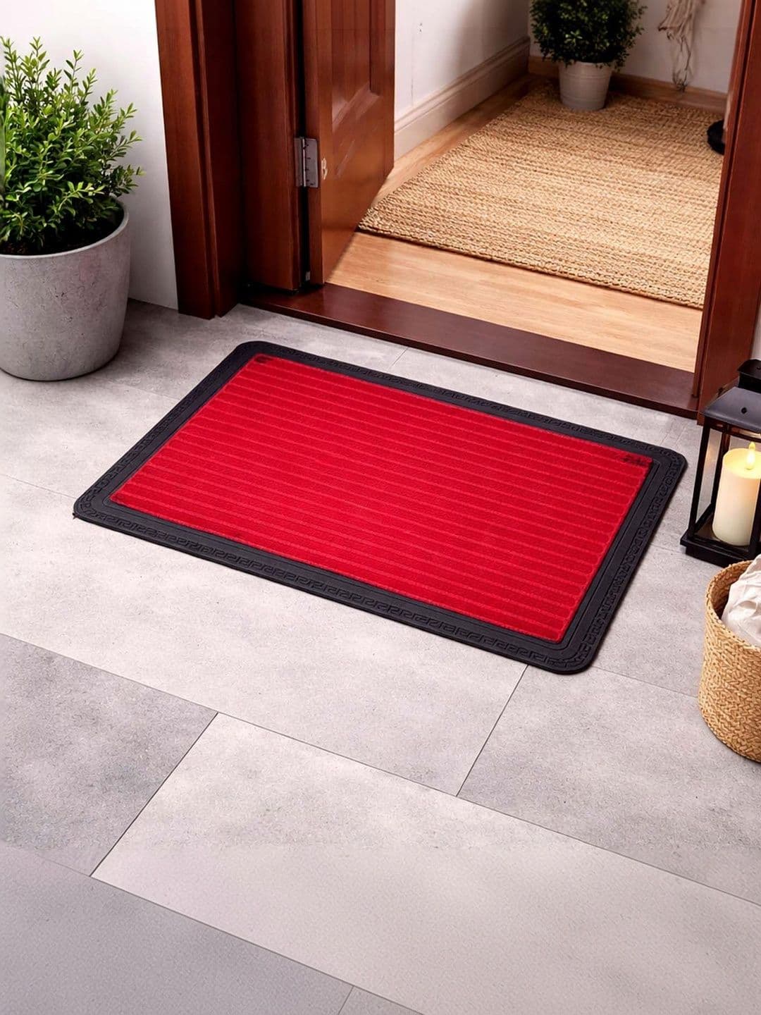 Go Hooked Red & Black Anti-Slip Rubber Door Mat - view 1