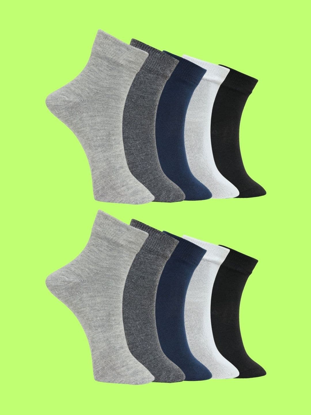 MJE Men Pack of 10 Cotton Blend Assorted Ankle Length Socks - view 1