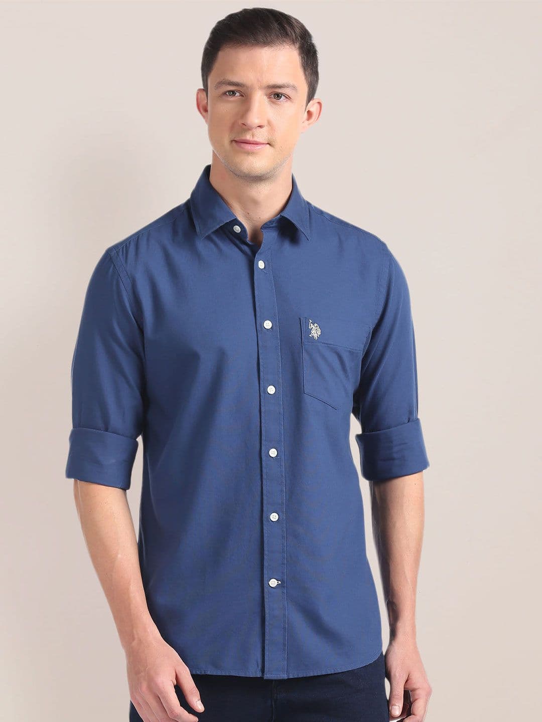 U.S. Polo Assn. Tailored Fit Spread Collar Pure Cotton Casual Shirt - view 1