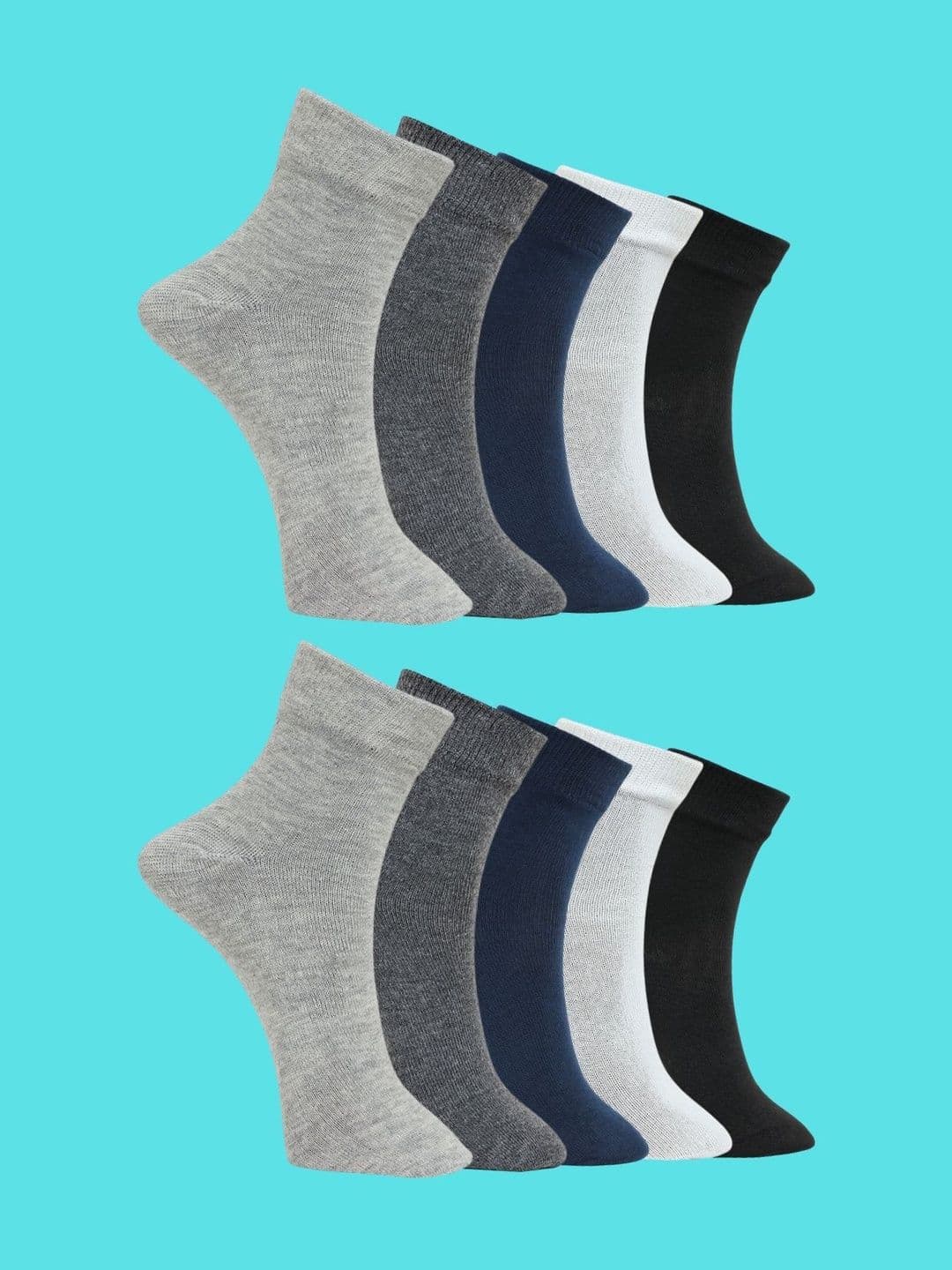 MJE Men Pack of 10 Cotton Blend Assorted Ankle Length Socks - view 1