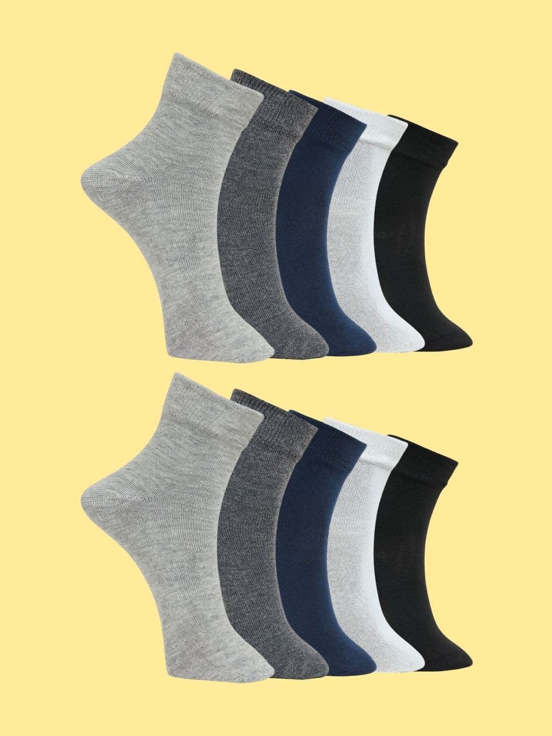 MJE Men Pack of 10 Cotton Blend Assorted Ankle Length Socks - view 1