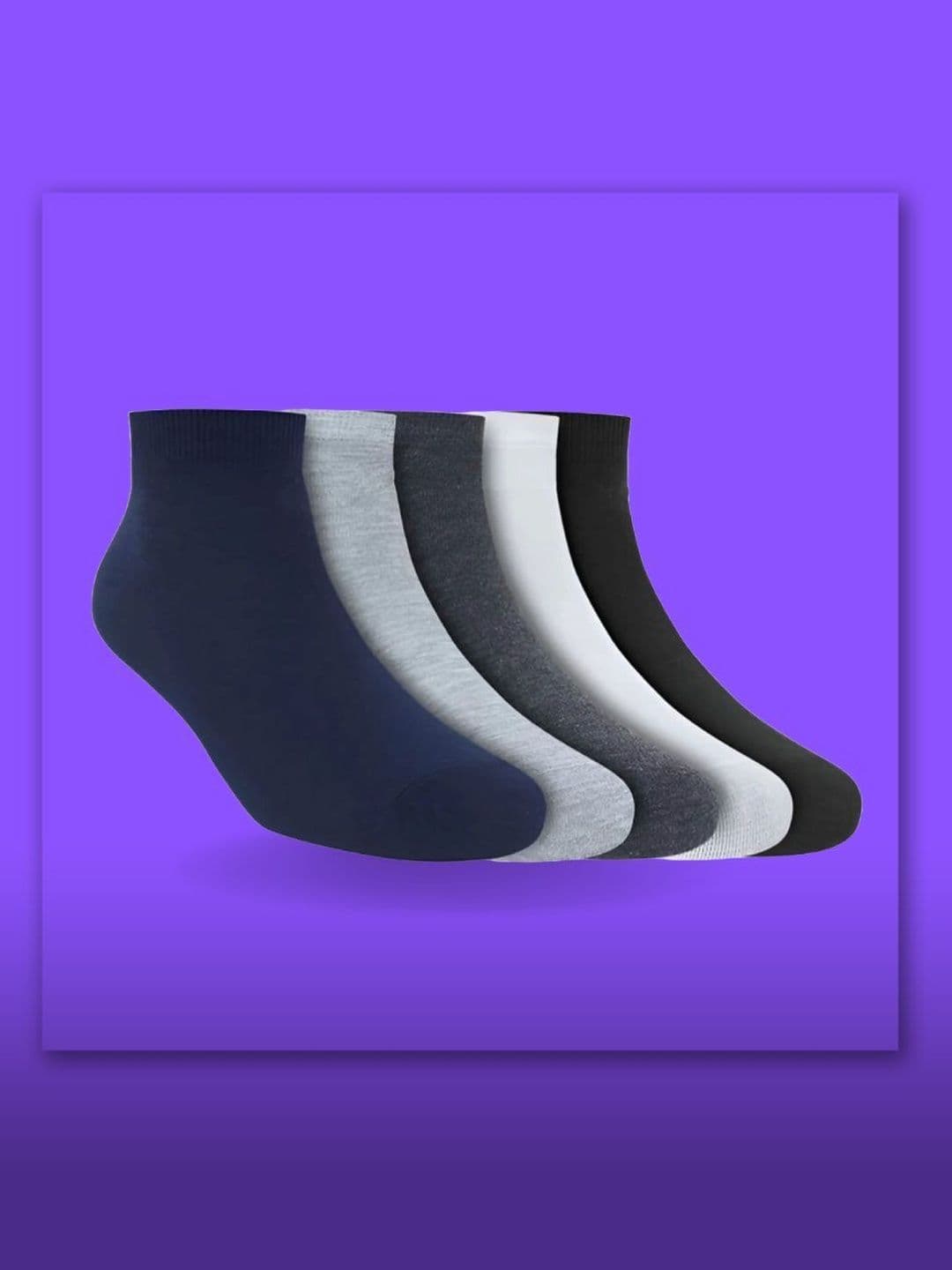 MJE Men Pack of 5 Cotton Blend Assorted Ankle Length Socks - view 1