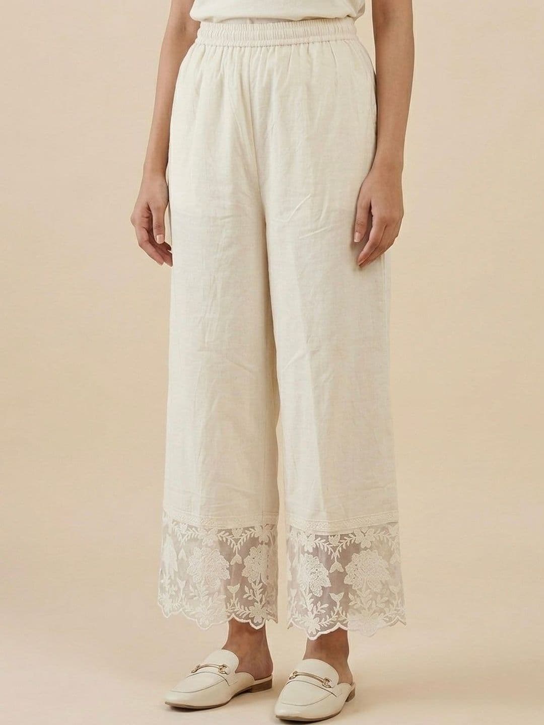 BCZ Style Women Floral Embroidered Knitted Ethnic Palazzos - view 1