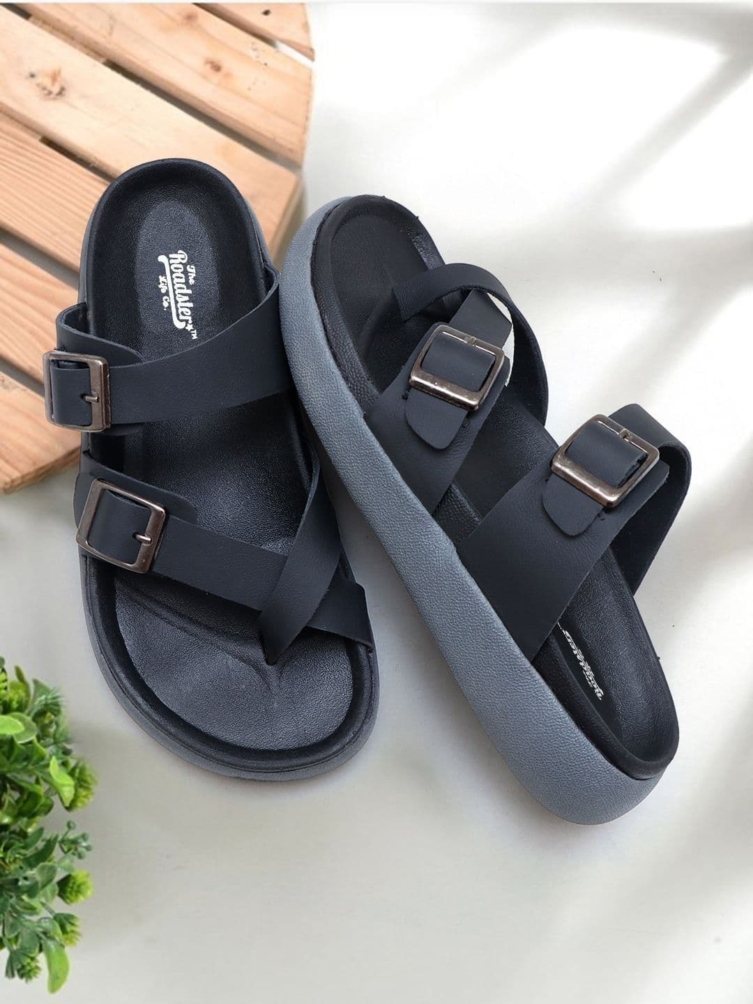 The Roadster Lifestyle Co Men Leather Slip-On Comfort Sandals - view 1