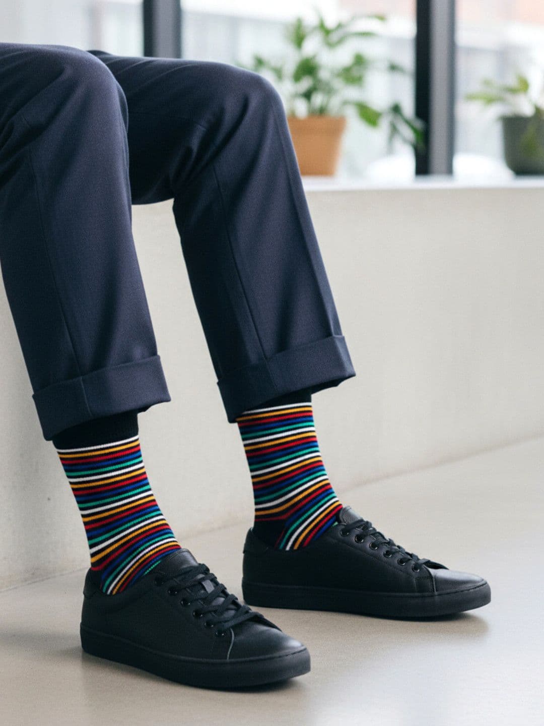 Dynamocks Unisex Black & Red Striped Calf-Length Socks - view 1