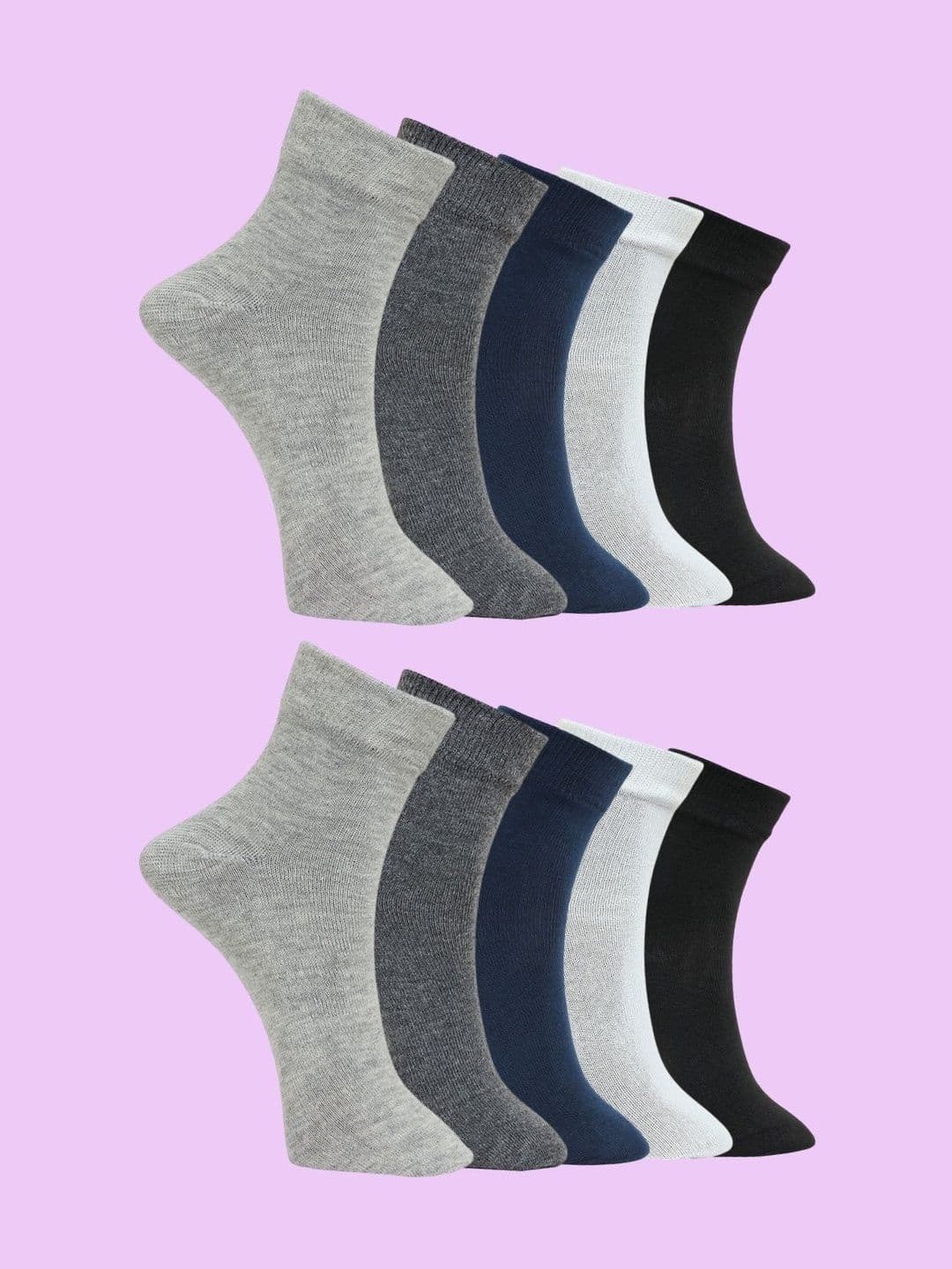 MJE Men Pack of 10 Cotton Blend Assorted Ankle Length Socks - view 1