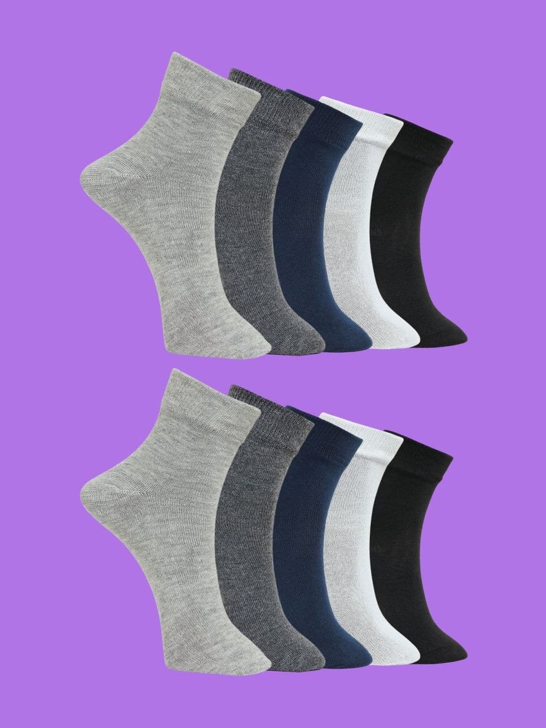 MJE Men Pack of 10 Cotton Blend Assorted Ankle Length Socks - view 1