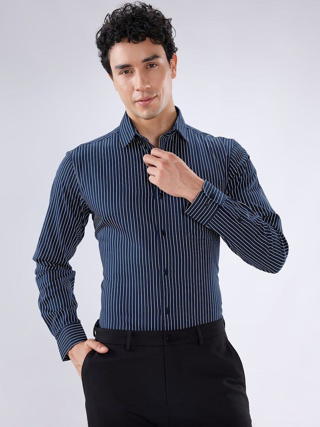 Raymond Striped Cotton Spread Collar Slim Fit Shirts - view 1