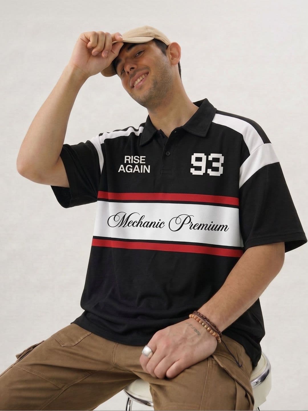 Try This Men Typography Colourblocked Polo Collar Pockets T-shirt - view 1