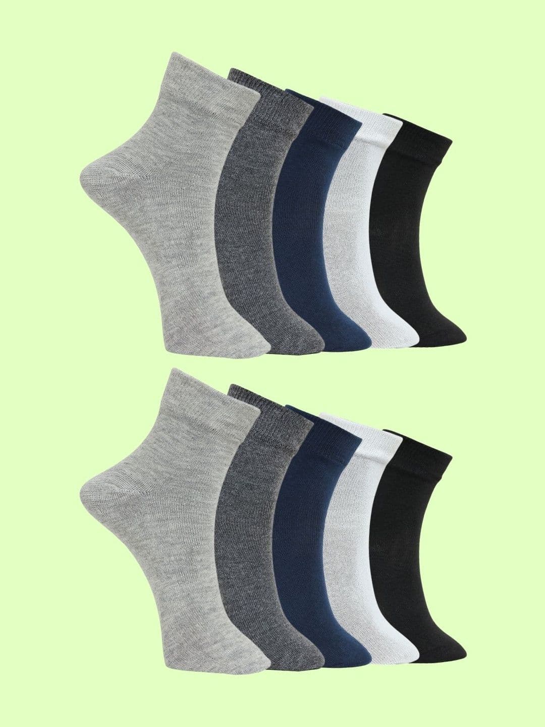 MJE Men Pack of 10 Cotton Blend Assorted Ankle Length Socks - view 1
