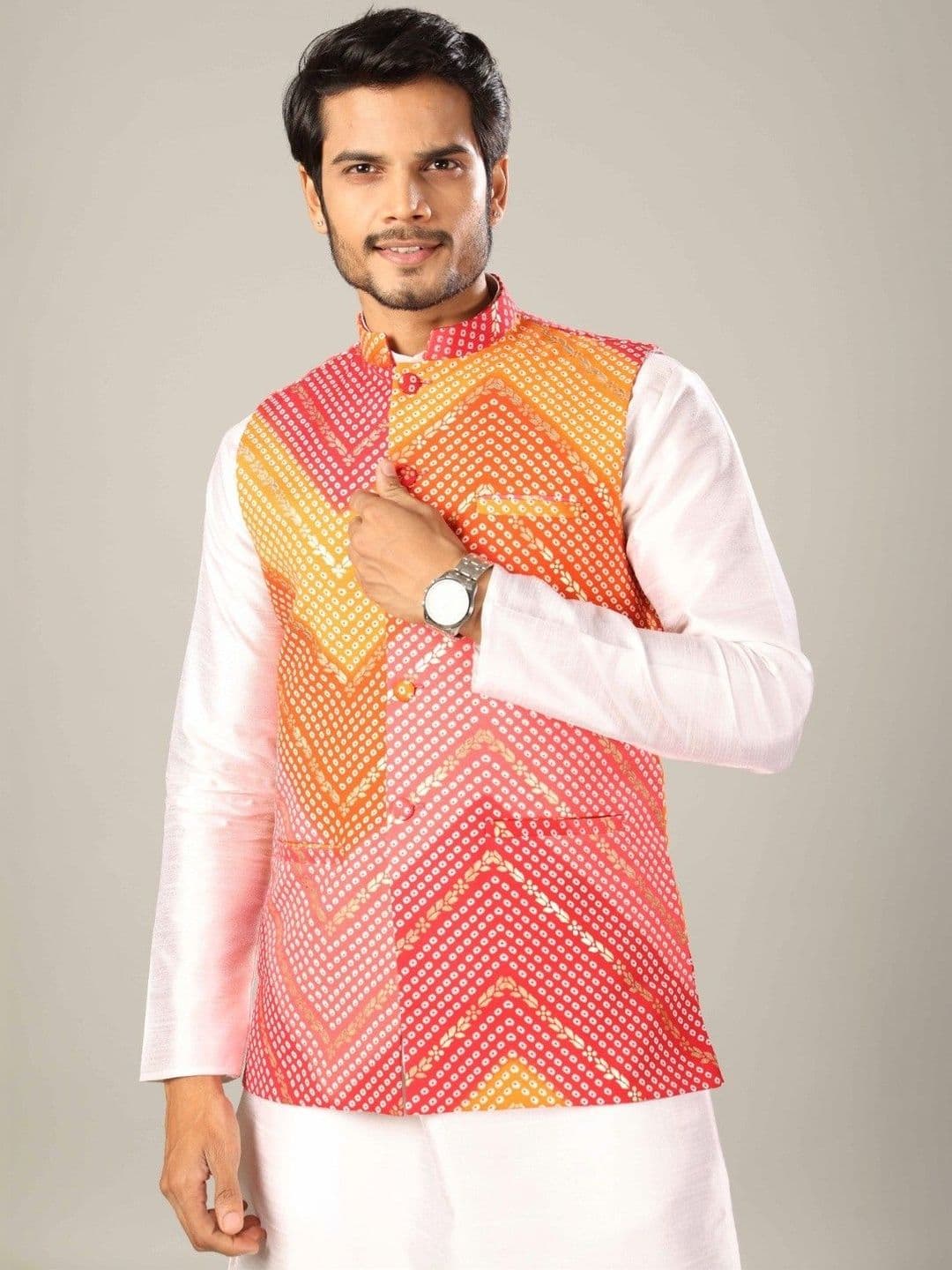 MODERN MUGHALS Printed Woven Nehru Jackets - view 1