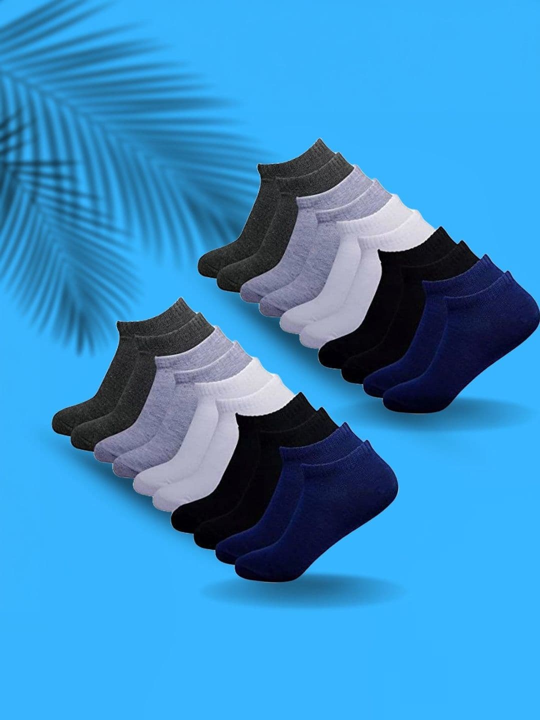 MJE Men Pack of 10 Cotton Blend Assorted Ankle Length Socks - view 1