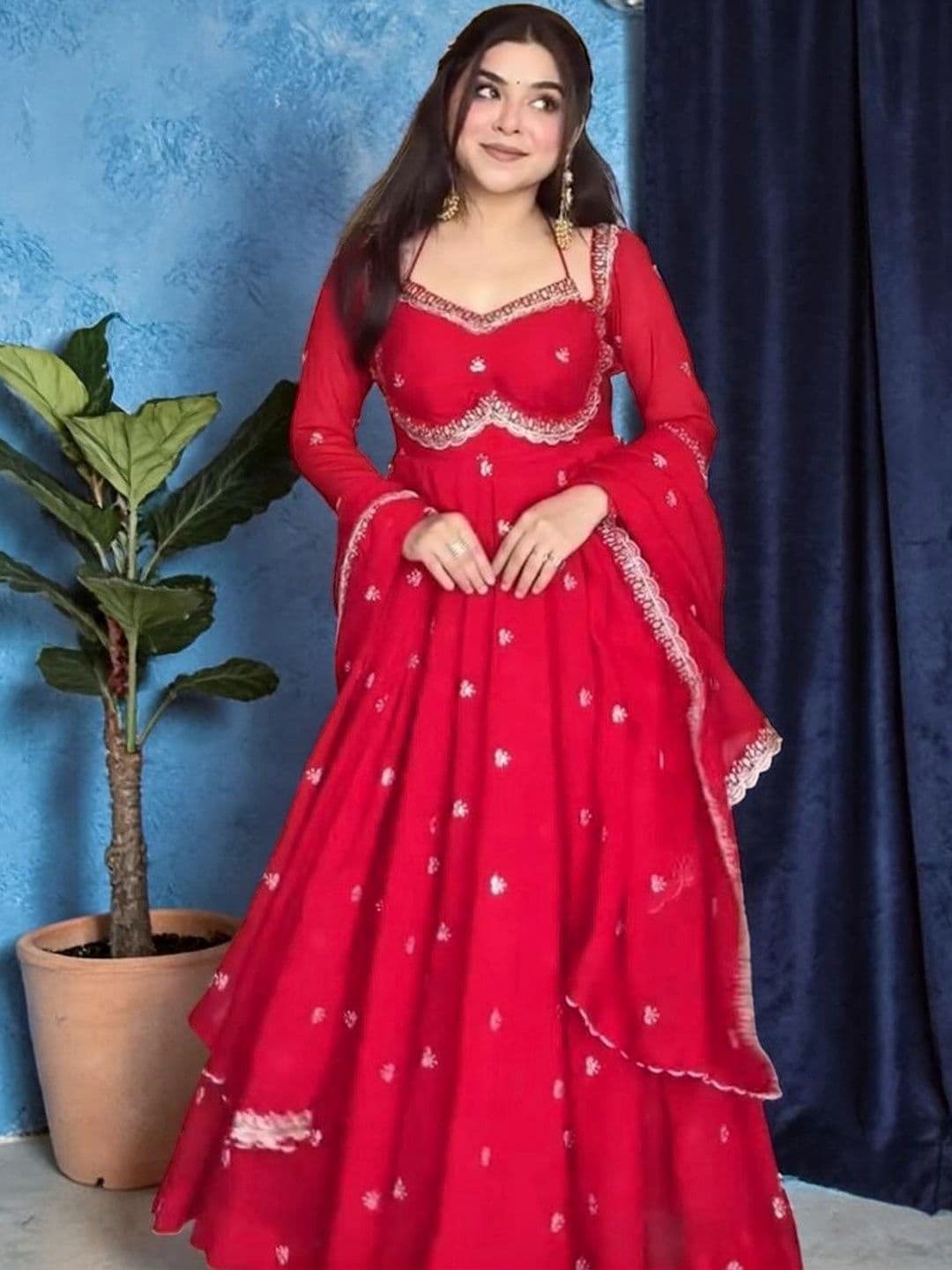 Sangria Embroidered Scoop Neck Kurta Sets - view 1