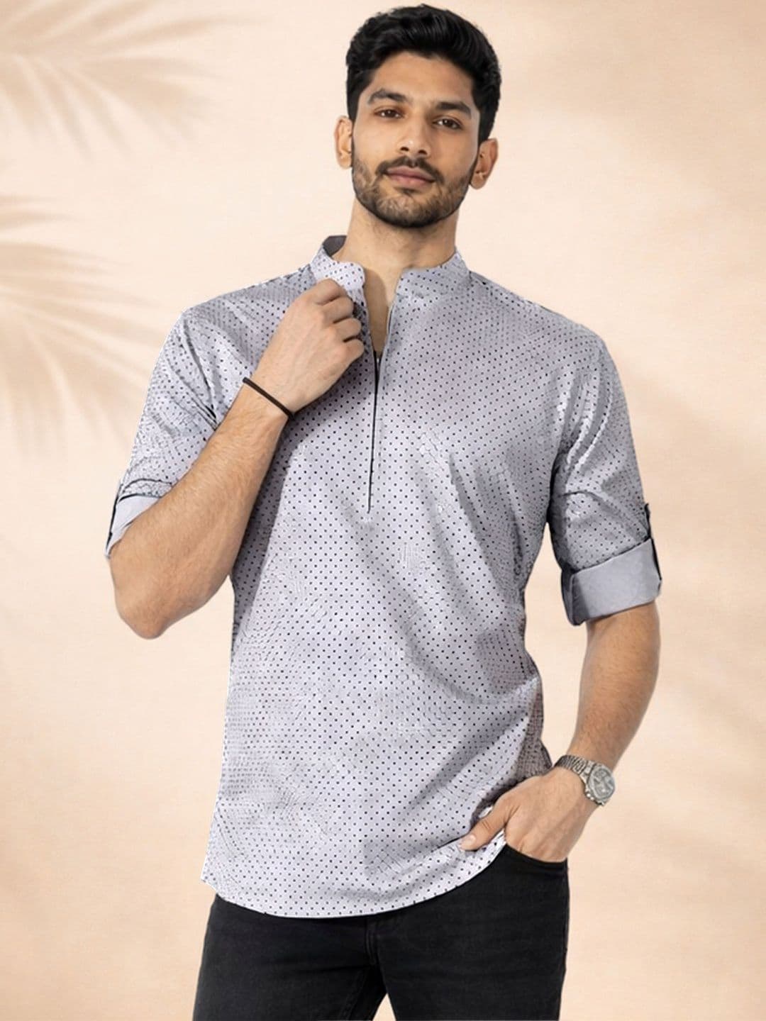 JBN Creation Men Polka Dot Printed Kurta