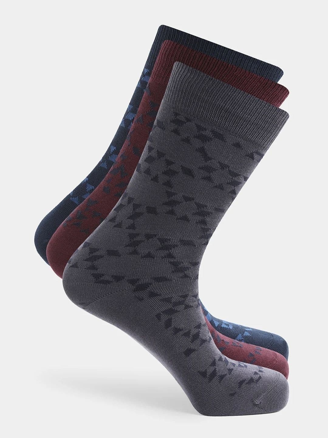 Blackberrys Men Pack of 3 Cotton Assorted Patterned Calf Length Socks - view 1