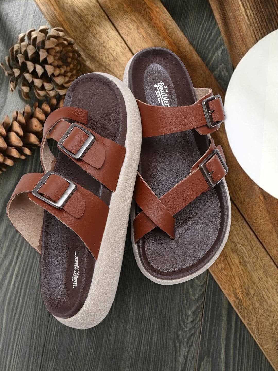 The Roadster Lifestyle Co Men Leather Slip-On Comfort Sandals - view 1