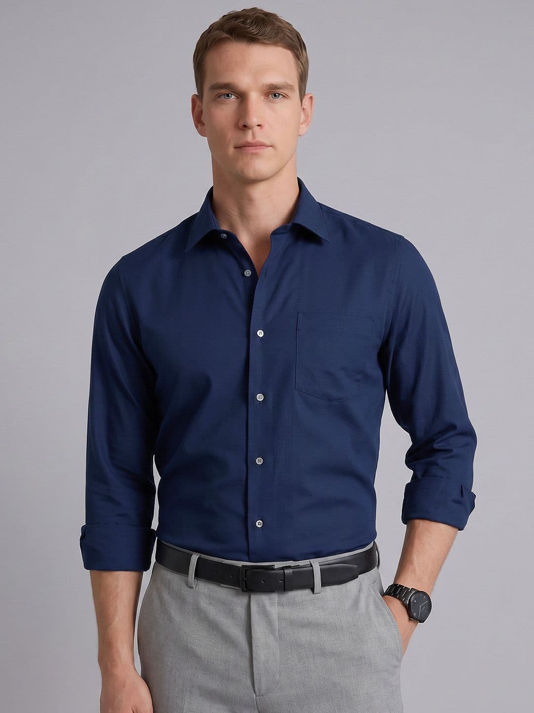 Blackberrys Spread Collar Pure Cotton Formal Shirt