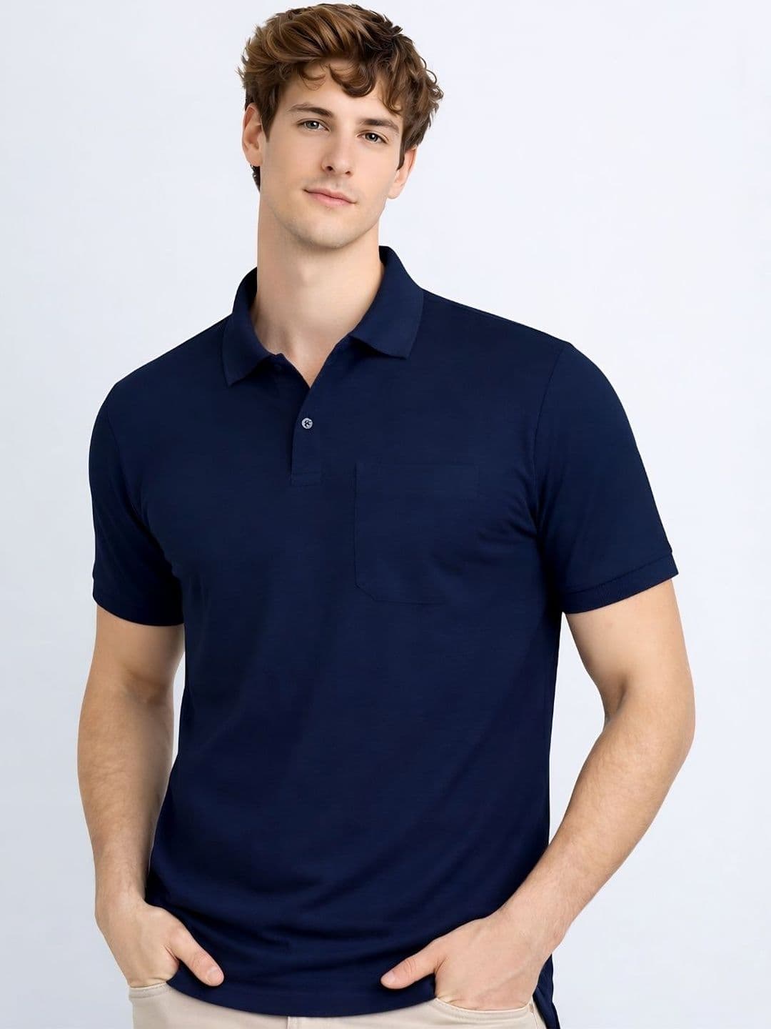 SAIKSA FASHION Men Polo Collar Regular Sleeves Pockets T-shirt - view 1