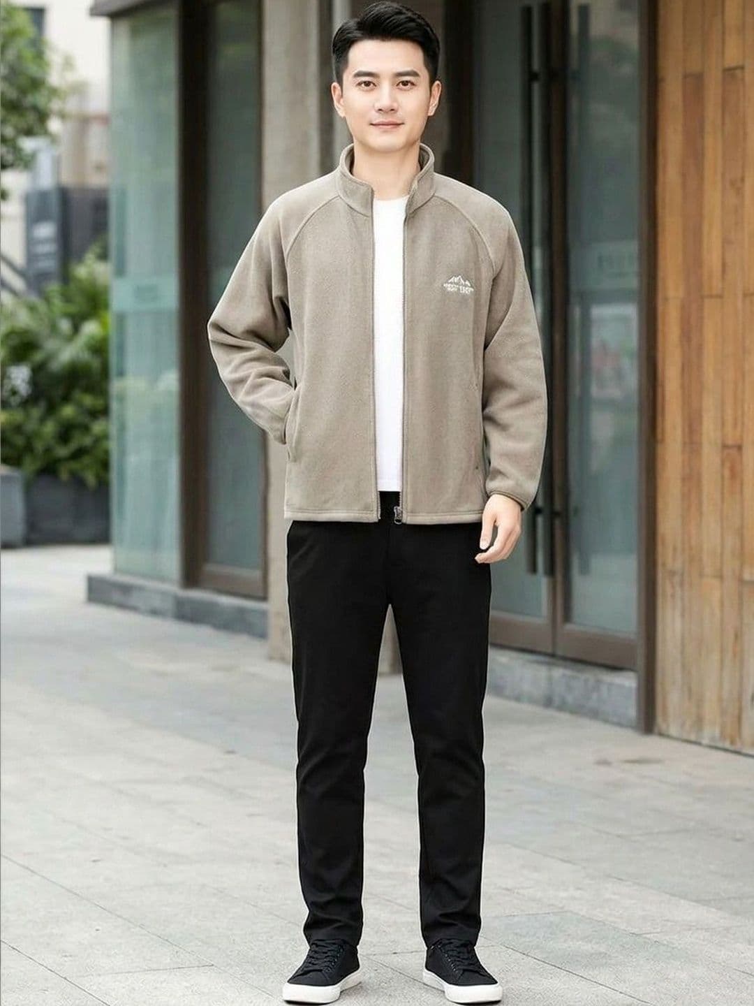 Moda Rapido Men Beige Long Sleeves Bomber Jacket - view 1