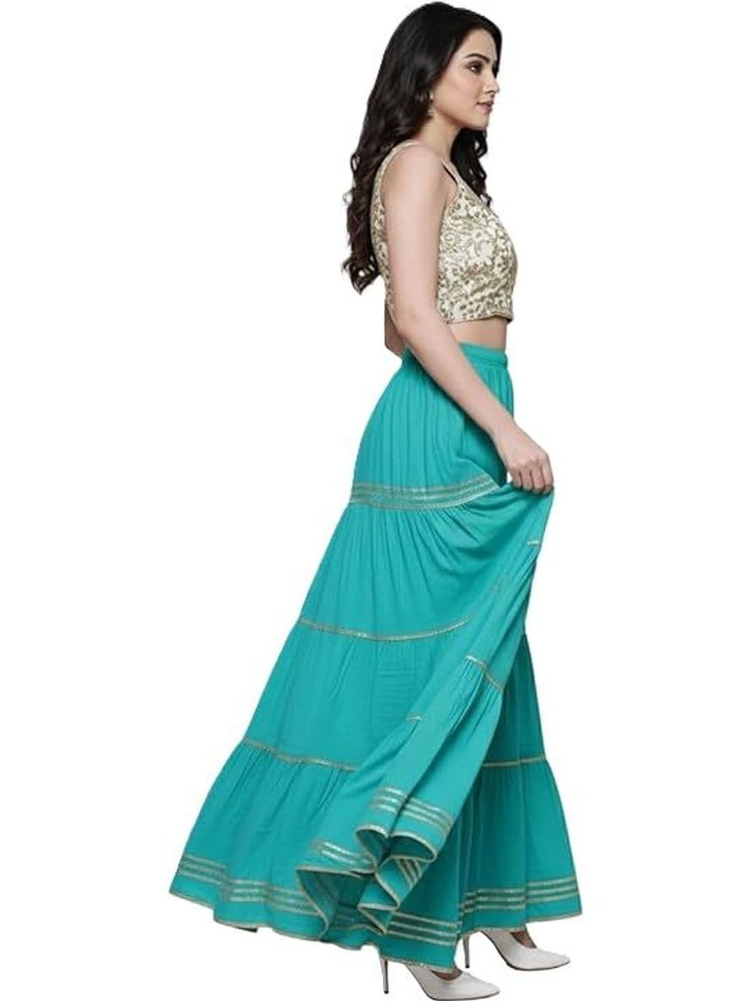 TNQ Women Embellished Flared Ethnic Palazzos - view 1