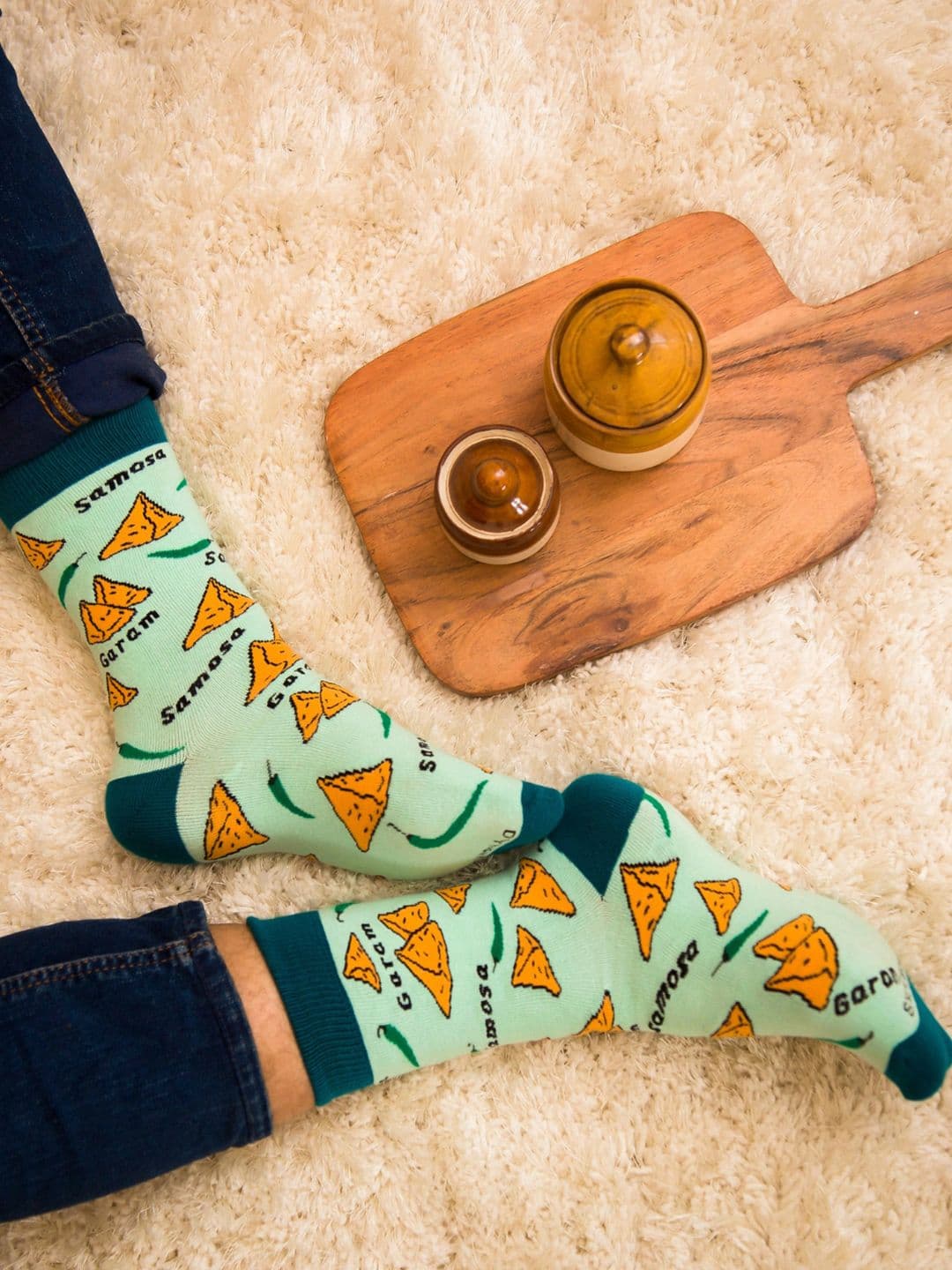 Dynamocks Unisex Green & Brown Patterned Calf-Length Socks - view 1